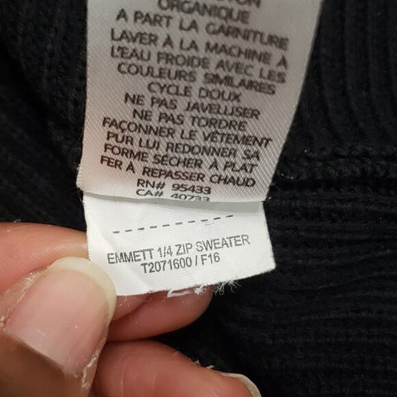 Toad&co Mens Emmett 1/4 Zip Pullover Sweater Black Organic Cotton Sz Small - Picture 8 of 12